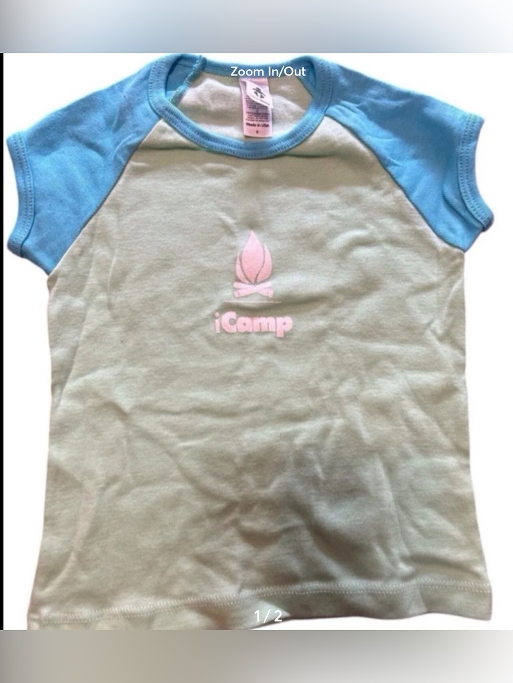 Classic Light Green Tee with Blue Raglan Sleeves